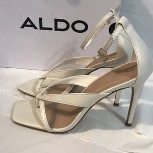 Aldo Women's Jerayclya White Strappy Heels Open Toe  Size 8.5 NIB $85